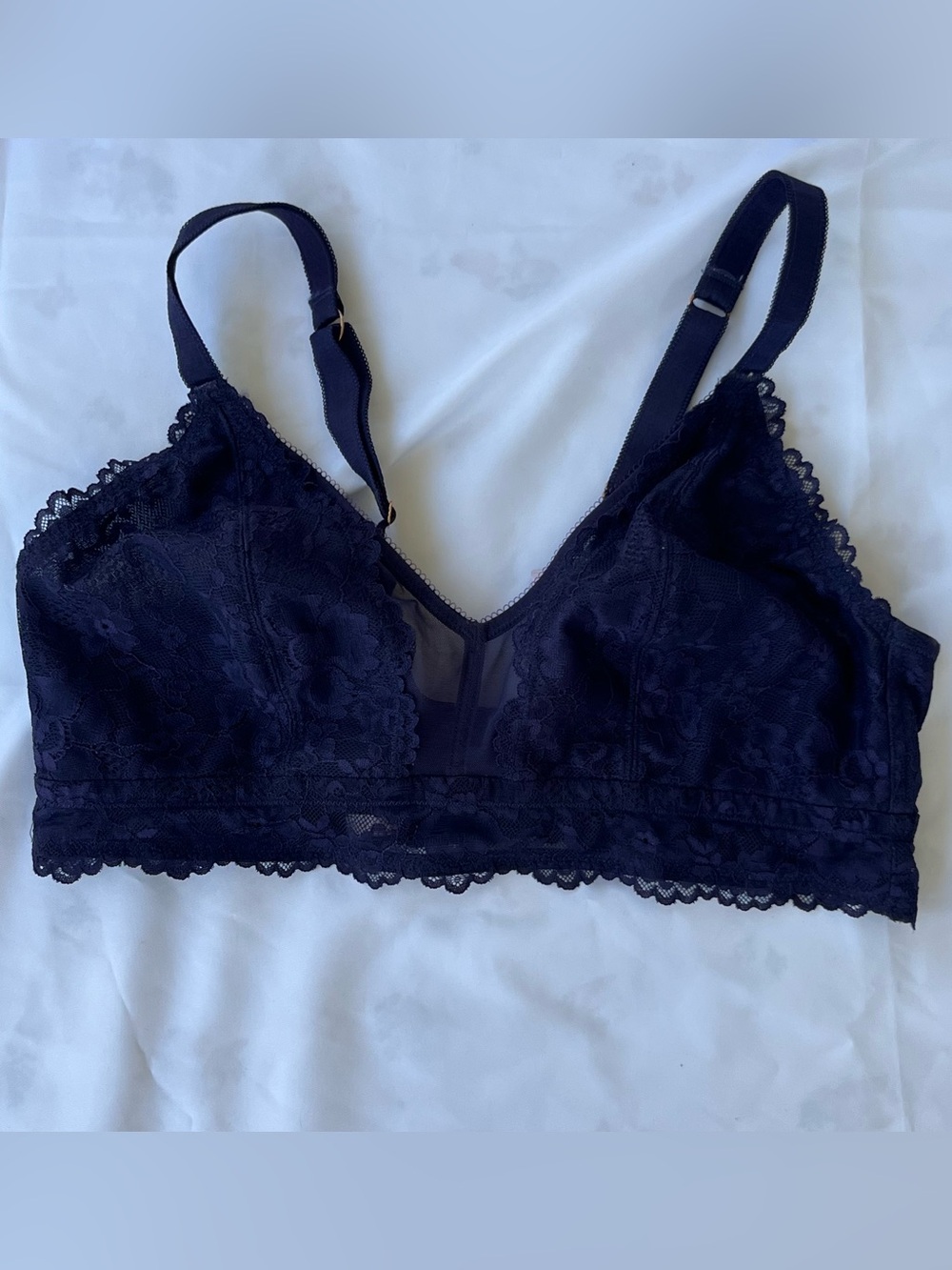 Savage X Fenty Lace Wirefree Bralette in Dark Navy
